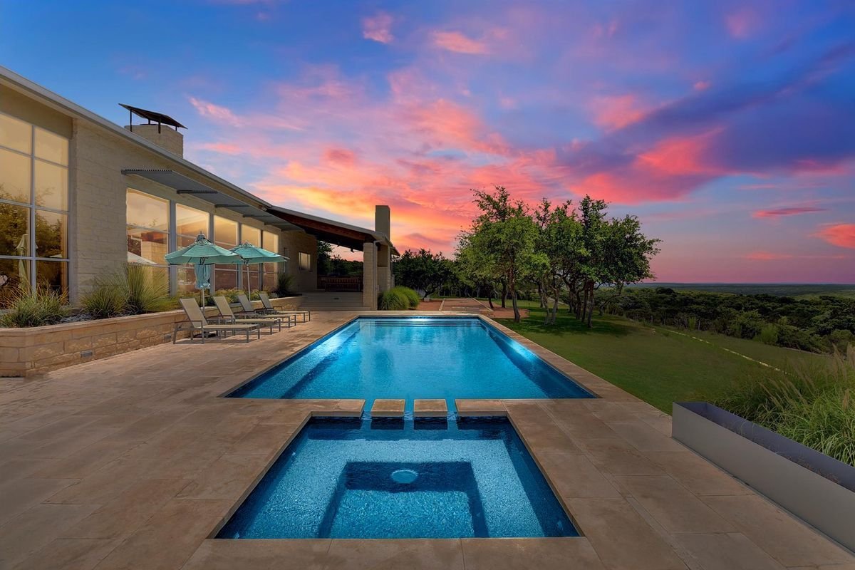 After: Hill Country Pool Twilight